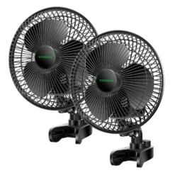 AeroWave A6 Patented Clip-On Fan With 2-Speed Adjustment, Horizontal Vertical Oscillation, 2 Pack, White