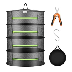 2-Layer Mesh Drying Rack Hanging Design With Green Zippers