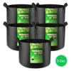 15 Gallon Grow Bags 5-Pack Black Thickened Nonwoven Fabric Pots With Handles