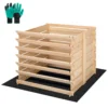 170 Gallon Wooden Compost Bin, Removable Front Door, Easy To Setup For Backyard, Lawn (Black With Gloves And Liner)