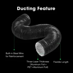 Black Non-Insulated Flex Air Aluminum Ducting -Smart Planting Store 0e0472e7ecbb0317b67e4305f266879d