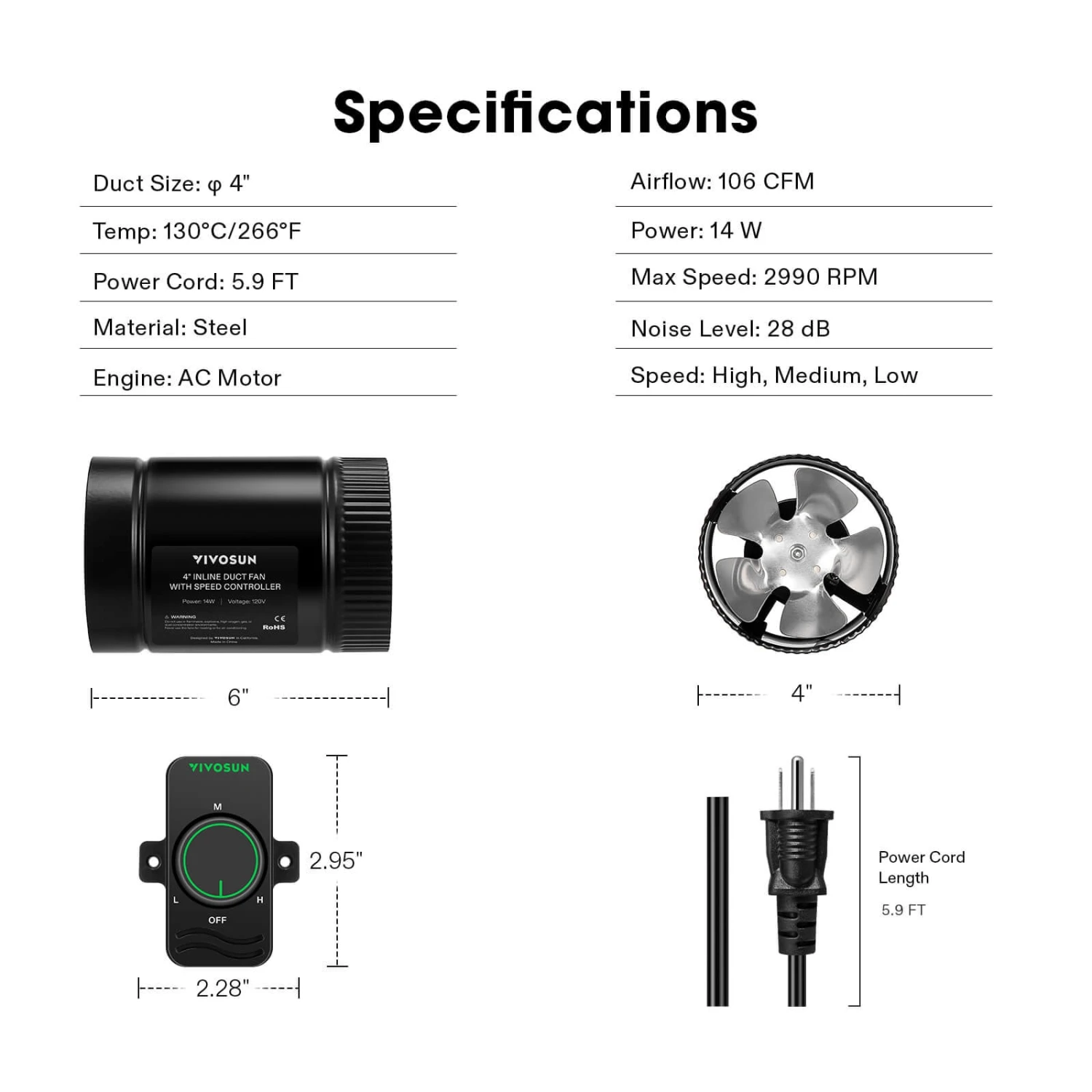 Inline Booster Duct Fan 6” 275 CFM With Speed Controller 7 Inline Booster Duct Fan 6” 275 CFM With Speed Controller - Image 7