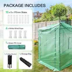 8'x6' Portable Walk-in Greenhouse With PE Cover, Instant Pop-up And Walk-in Folding, Roll-Up Zipper Entry Doors And 2-Side Viewing Windows, Easy Setup For Plants Outdoor -Smart Planting Store 13395516ee3afbf7cb121f2b88056624