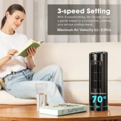 13'' Bladeless Table Tower Fan, With 3 Speeds And 70°Oscillation, Portable And Compact, Quiet Cooling Fan For Home And Office, Black 11 13'' Bladeless Table Tower Fan, With 3 Speeds And 70°Oscillation, Portable And Compact, Quiet Cooling Fan For Home And Office, Black -Smart Planting Store 1b31817fb2b7b10df22f757f016c4c4d
