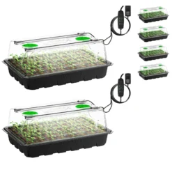 6-Pack Seed Starter Trays, 240-Cell Seed Starter Kit With 2 Set Of LED Lights