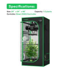 Smart Grow Tent Kit GIY-SGS-44 Lite 4x4, 4-Plant Complete System, With WiFi E42A Controller, 400W VS4000 LED Grow Light, 6-inch AeroZesh G6 Ventilation Combo, And AeroWave E6 Clip-on Fan -Smart Planting Store 2615d1129e69e1a781e45841b3128ce2 8