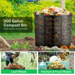220 Gallon Outdoor Compost Bin, Expandable Composter, Easy To Setup & Large Capacity For Backyard, Lawn (Black With Gloves) 10 220 Gallon Outdoor Compost Bin, Expandable Composter, Easy To Setup & Large Capacity For Backyard, Lawn (Black With Gloves) -Smart Planting Store 276857e18282c382a275c86e0a21be78 2