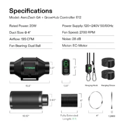 AeroZesh G6 Inline Duct Fan Combo W/ GrowHub E42A Controller -Smart Planting Store 29532aa42aec8b0e33e5fc43483f71ec 1