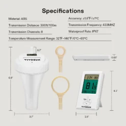 Wireless Floating Pool Thermometer Set, With Indoor Temperature Humidity Monitor -Smart Planting Store 29e5d129099c6fa25fd2475cfced4f0c