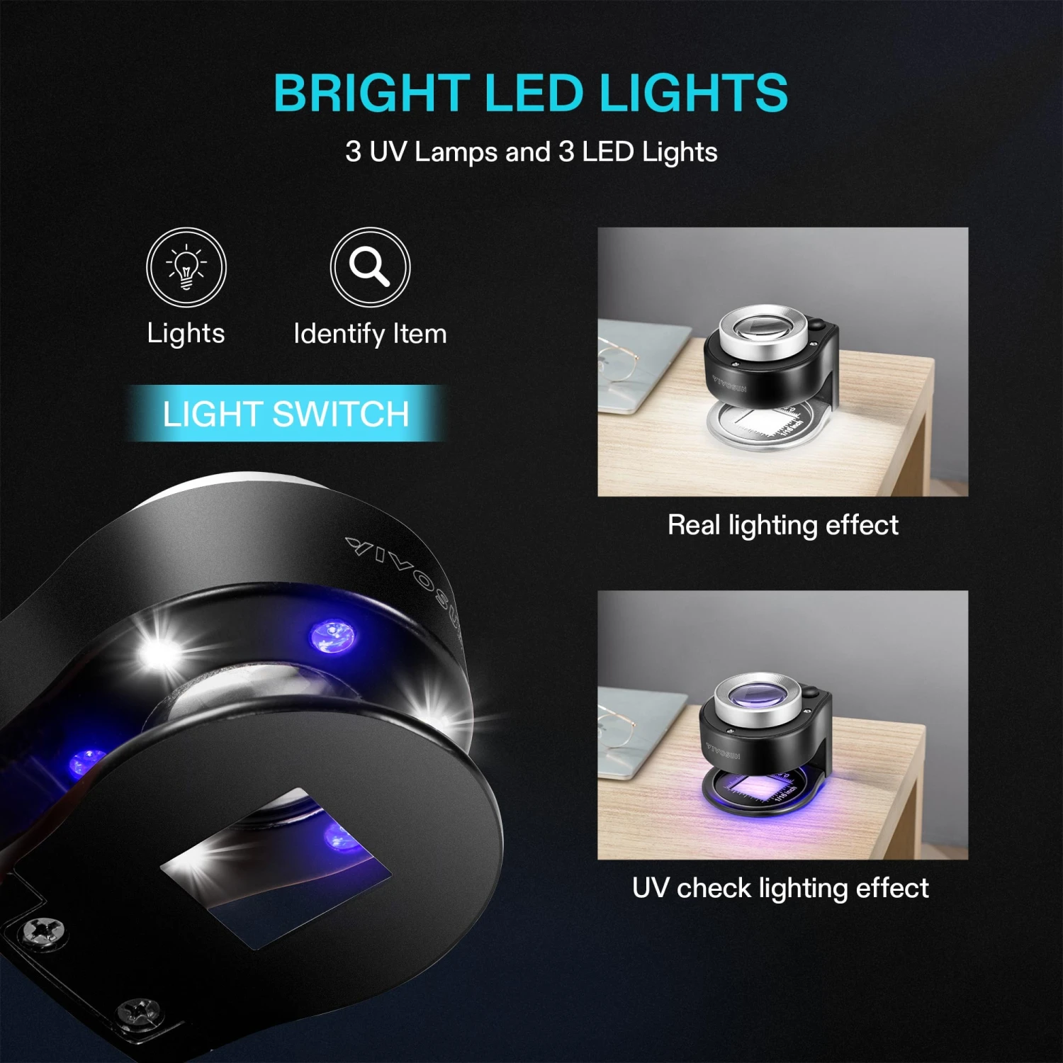 30X Rechargeable Loupe Magnifier With Optical Glass Lens And Lights 3 30X Rechargeable Loupe Magnifier With Optical Glass Lens And Lights - Image 3