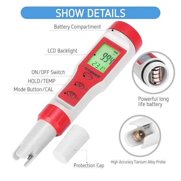 PH Meter 4-in-1 Function Water Quality Tester 5 PH Meter 4-in-1 Function Water Quality Tester - Image 5