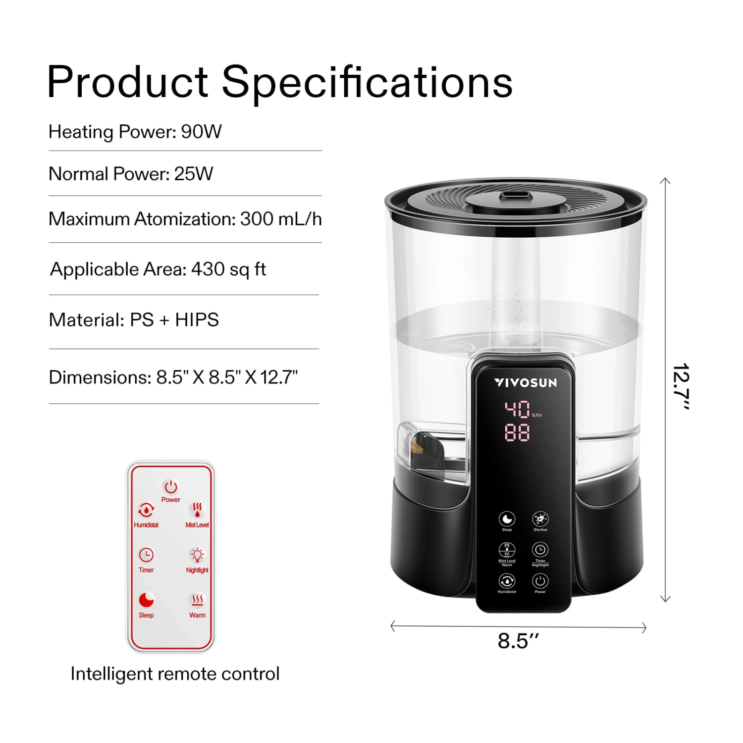 6L Cool & Warm Mist Humidifier 7 6L Cool & Warm Mist Humidifier - Image 7