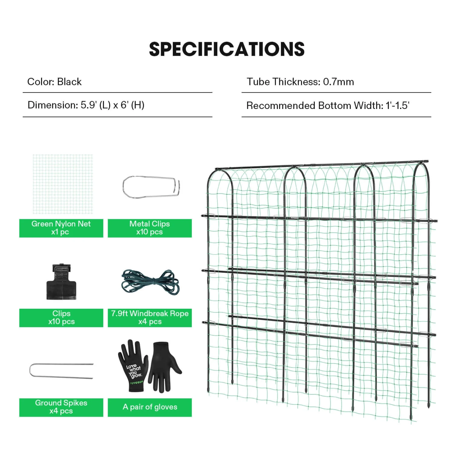 Arch Trellis For Climbing Plants, 7Ft., Black 6 Arch Trellis For Climbing Plants, 7Ft., Black - Image 6