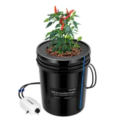 5 Gallon DWC Hydroponic System Kit (1 Bucket, Black)