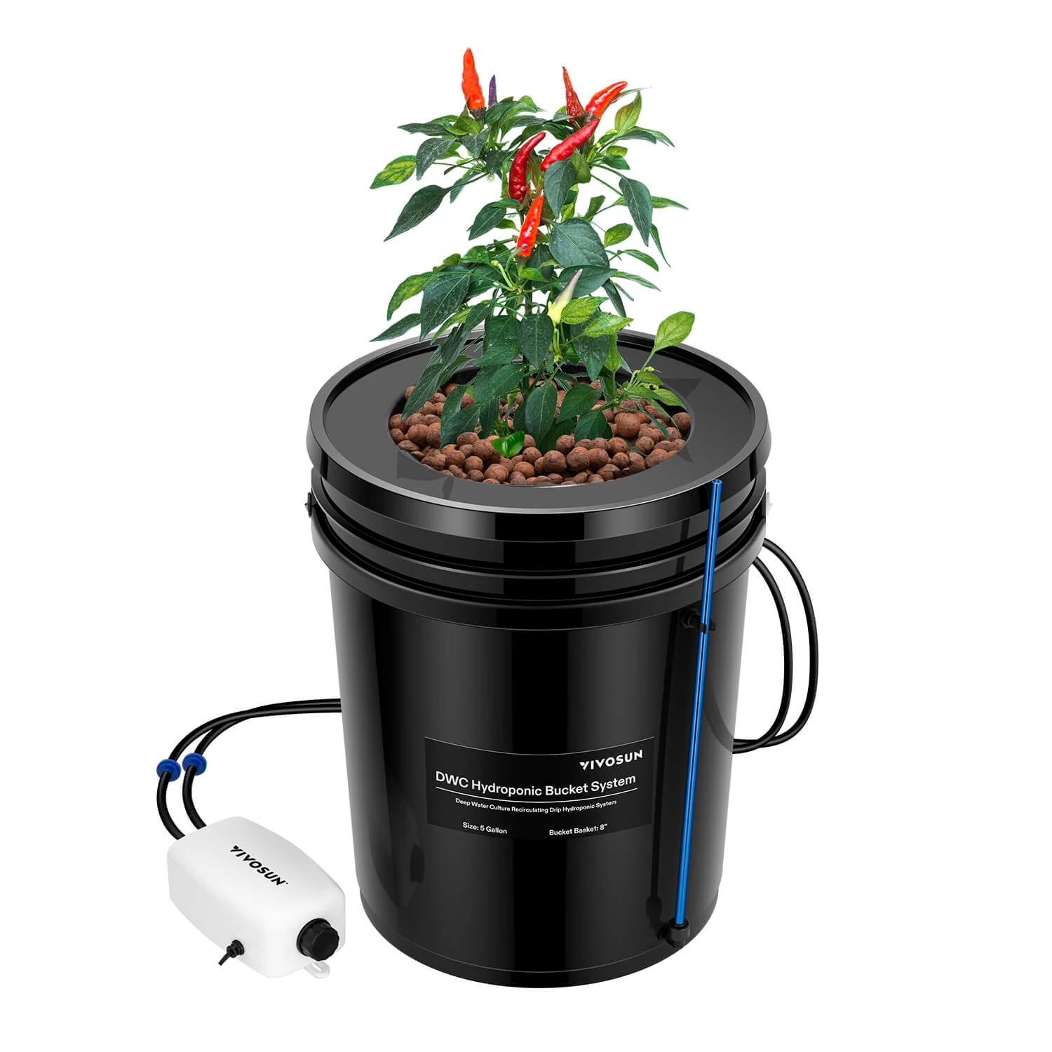 5 Gallon DWC Hydroponic System Kit (1 Bucket, Black) 1 5 Gallon DWC Hydroponic System Kit (1 Bucket, Black)