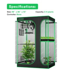 Standard 2-in-1 Grow Tent Kit GIY-43 4x3, 2-Plant Complete System, With 100W VS1000 LED Grow Light, And 4-inch Ventilation Combo -Smart Planting Store 3a4def751ce9a69d7d662c50dbabb396