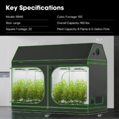 R846 Roof 8x4 Mylar Grow Tent, 96″ X 48″ X 72″ -Smart Planting Store 42e5fec94a111b209f9825dc23619ec9