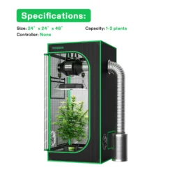 Standard Grow Tent Kit GIY-22 2x2, 1-Plant Complete System, With 100W VS1000 LED Grow Light, And 4-inch Ventilation Combo -Smart Planting Store 454e7cabf71d53890f6dc3560a840bfc