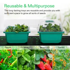 12-Pack Seed Starter Trays, 144-Cell Seed Starter Kit With Humidity Dome -Smart Planting Store 46f3b8c800b2c62f00efc4052a3897ad 1