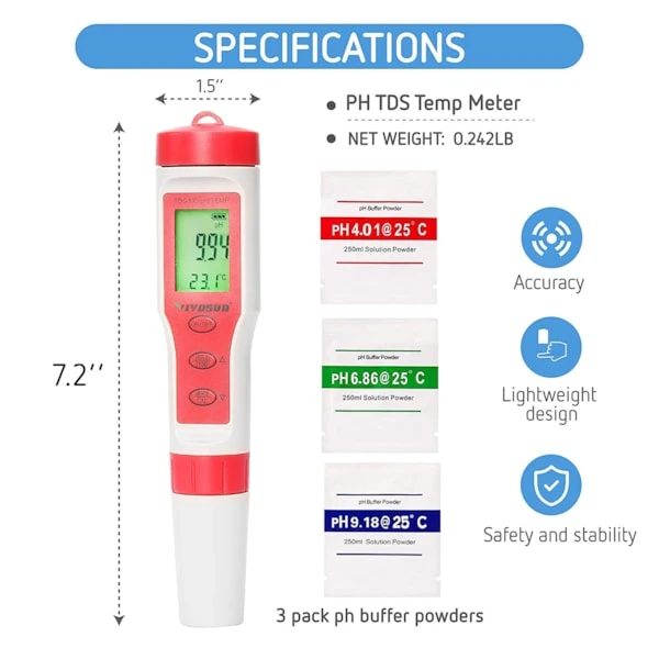 PH Meter 4-in-1 Function Water Quality Tester 3 PH Meter 4-in-1 Function Water Quality Tester - Image 3
