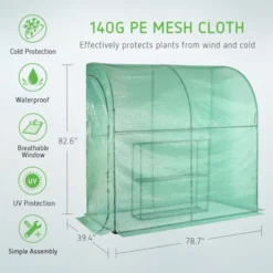 Mini Lean-to Green House, 39.3x78.7x82.6-Inch Portable Wall 8 Mini Lean-to Green House, 39.3x78.7x82.6-Inch Portable Wall -Smart Planting Store 5b48dd251d6a8b21e6219596
