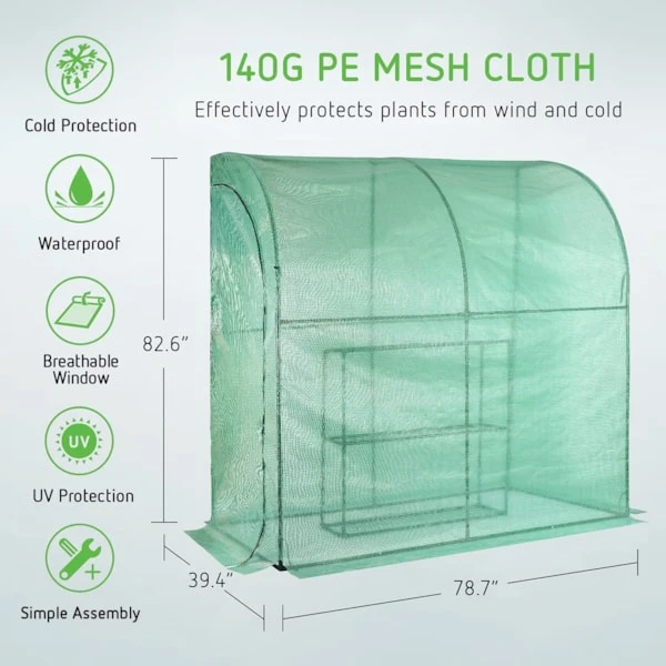 Mini Lean-to Green House, 39.3x78.7x82.6-Inch Portable Wall 3 Mini Lean-to Green House, 39.3x78.7x82.6-Inch Portable Wall - Image 3