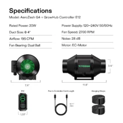 AeroZesh G4 Inline Duct Fan And GrowHub E42A Controller For Heating Cooling Booster, Grow Tents -Smart Planting Store 5deb166477ae39f7fe4cdcbc91f7c29b