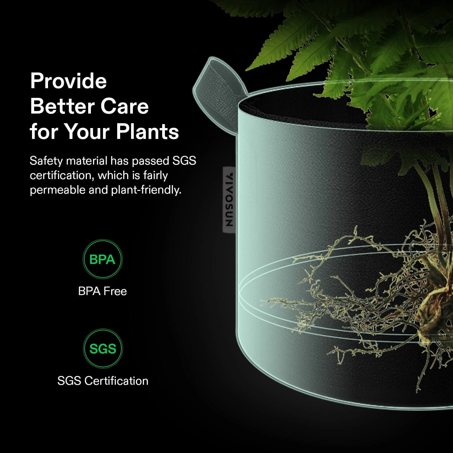 7 Gallon Grow Bags 5-Pack Black Thickened Nonwoven Fabric Pots With Handles 7 7 Gallon Grow Bags 5-Pack Black Thickened Nonwoven Fabric Pots With Handles - Image 7