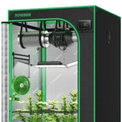 Smart Grow Tent Kit GIY-SGS-55 5x5, 6-Plant Complete System, With WiFi E42A Controller, 3x 200W AeroLight Wing LED Grow Light, 6-inch AeroZesh S6 Ventilation Combo, And 2x AeroWave E6 Clip-on Fan