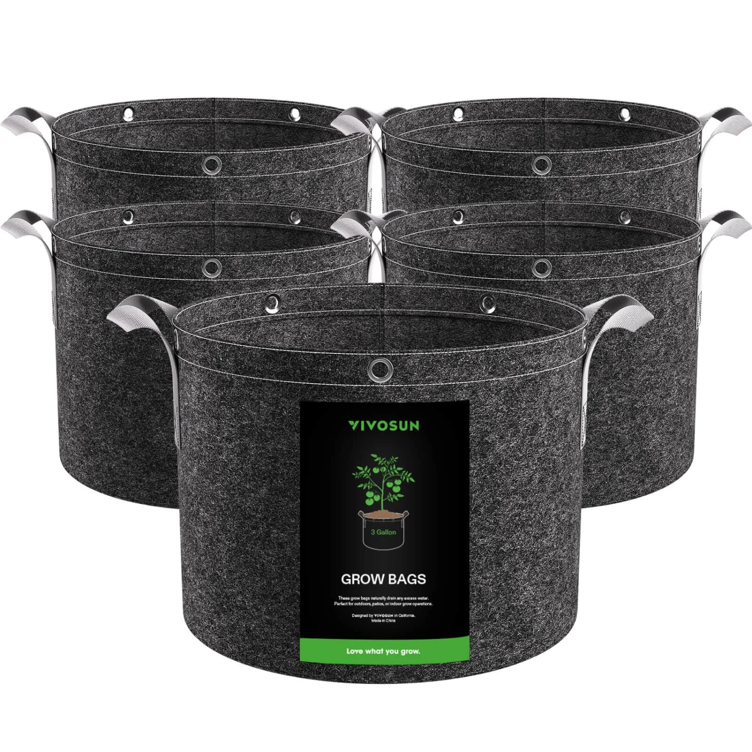 10 Gallon Grow Bags 5-Pack Black Thickened Nonwoven Fabric Pots With Handles, Multi-Purpose Rings 1 10 Gallon Grow Bags 5-Pack Black Thickened Nonwoven Fabric Pots With Handles, Multi-Purpose Rings