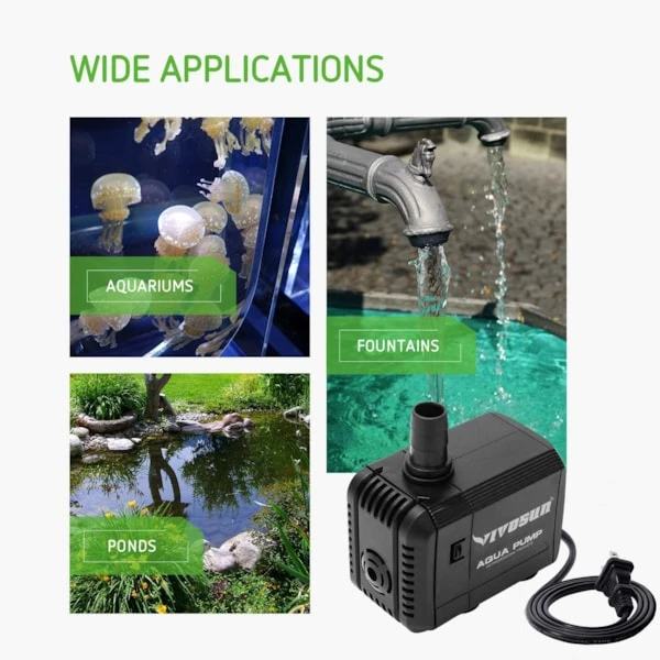 400GPH Submersible Pump For Fish Tank 2 400GPH Submersible Pump For Fish Tank - Image 2