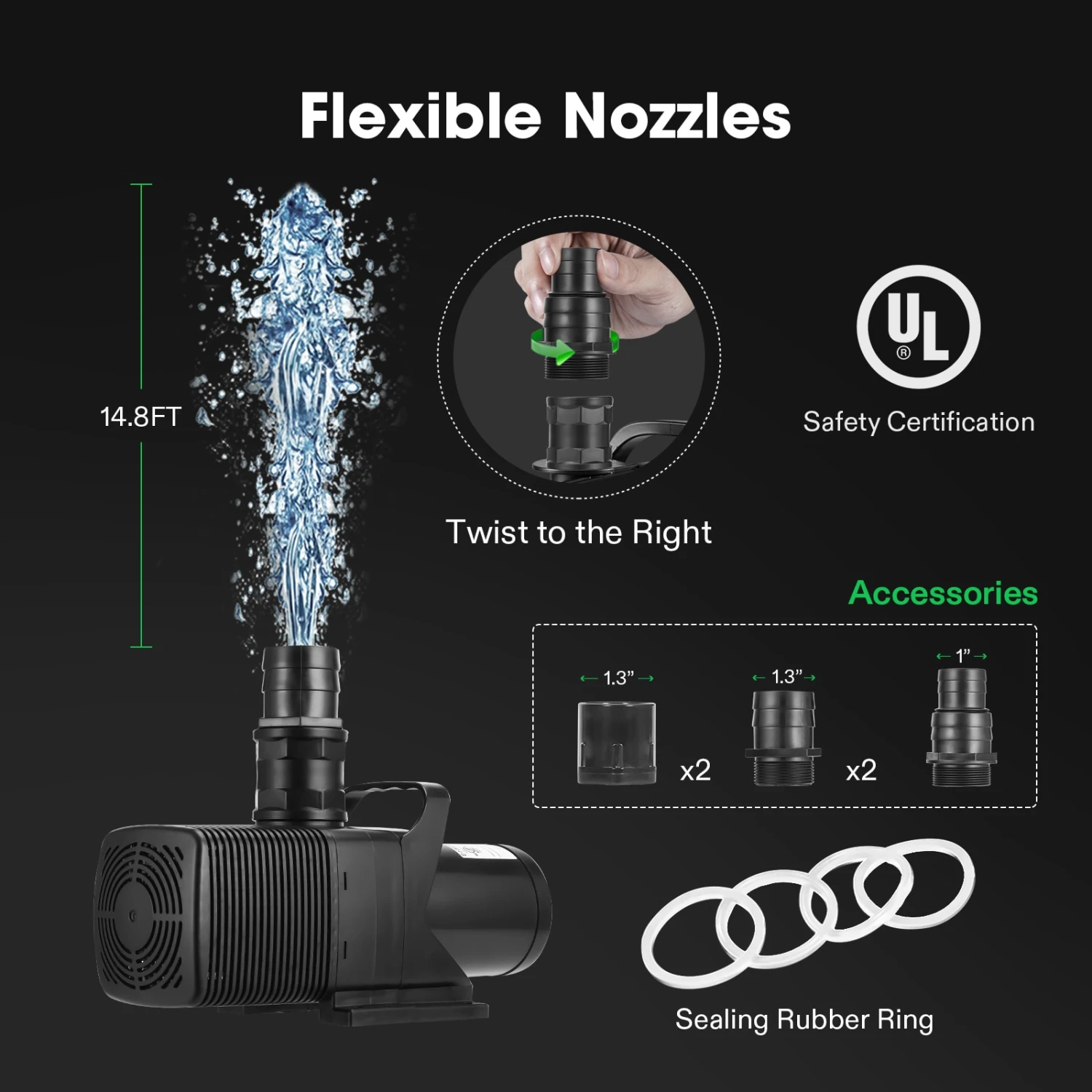 3567 GPH Submersible Water Pump 130W Ultra Quiet Pump 2 3567 GPH Submersible Water Pump 130W Ultra Quiet Pump - Image 2