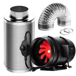 8-Inch 720 CFM Inline Duct Fan Kit With Carbon Filter And Ducting