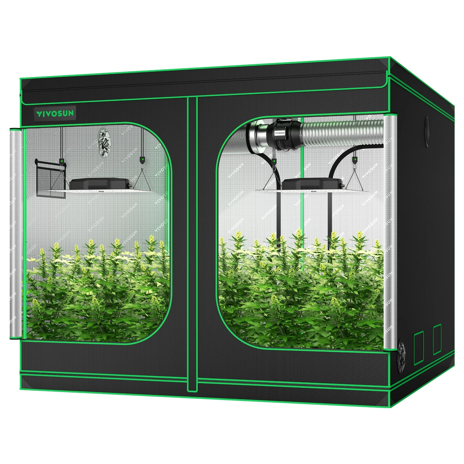 Standard Grow Tent Kit GIY-88 8x8, 16-Plant Complete System, With 2x 400W VS4000 LED Grow Light, And 8-inch Ventilation Combo 1 Standard Grow Tent Kit GIY-88 8x8, 16-Plant Complete System, With 2x 400W VS4000 LED Grow Light, And 8-inch Ventilation Combo