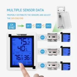 Wireless Thermometer And Hygrometer With 3 Remote Sensors -Smart Planting Store 83d8f89614e2d6115f935c8b 1