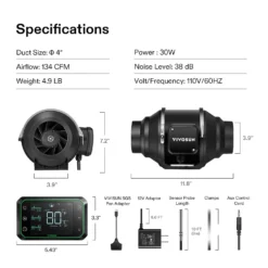 6 Inch Inline Duct Fan And GrowHub E42A, W/EC Motor, Quiet Ventilation Exhaust Fan -Smart Planting Store 8646fb8769df2f88ab55a8eef5e8ef78