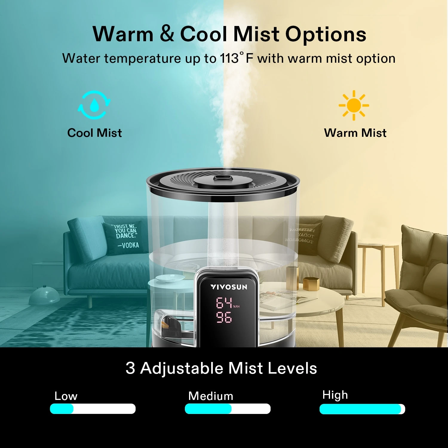 6L Cool & Warm Mist Humidifier 5 6L Cool & Warm Mist Humidifier - Image 5
