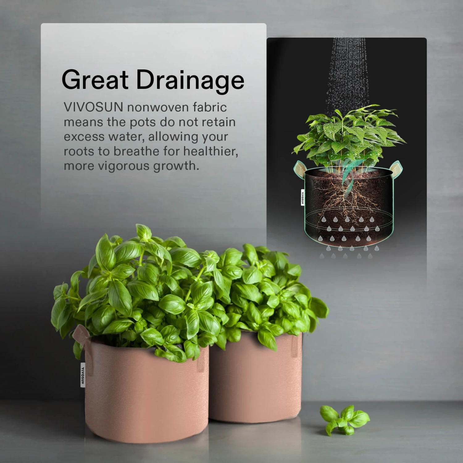 30 Gallon Grow Bags 5-Pack Brown Thickened Nonwoven Fabric Pots With Handles 4 30 Gallon Grow Bags 5-Pack Brown Thickened Nonwoven Fabric Pots With Handles - Image 4