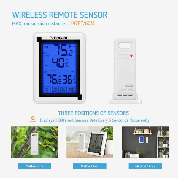 Digital Hygrometer Indoor Outdoor Thermometer 6 Digital Hygrometer Indoor Outdoor Thermometer - Image 6