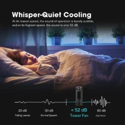 13'' Bladeless Table Tower Fan, With 3 Speeds And 70°Oscillation, Portable And Compact, Quiet Cooling Fan For Home And Office, Black 10 13'' Bladeless Table Tower Fan, With 3 Speeds And 70°Oscillation, Portable And Compact, Quiet Cooling Fan For Home And Office, Black -Smart Planting Store 98eea9addbe5d0f955fb1b44ce4fa2b9