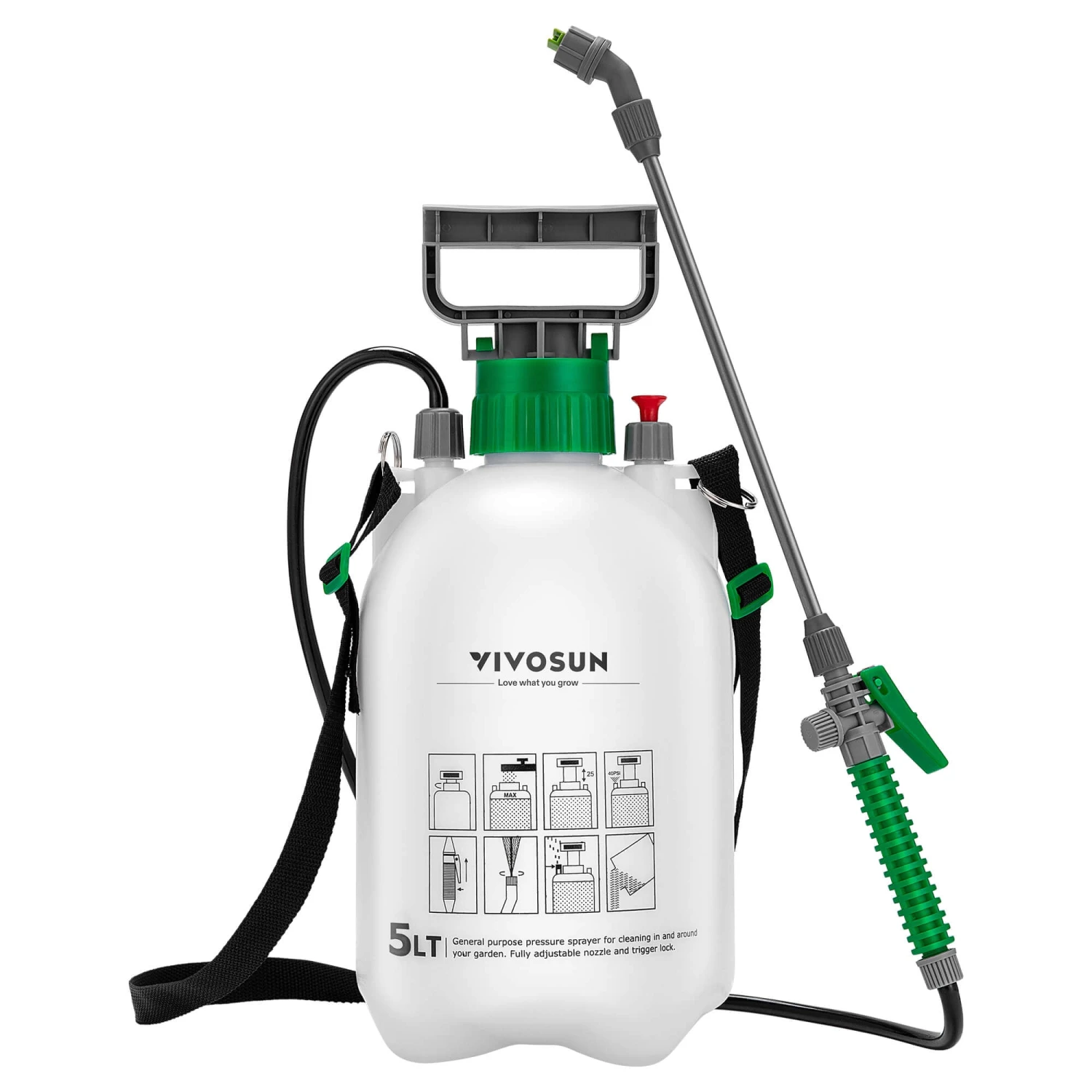 1.3 Gallon Pressure Sprayer 3 Water Nozzles With Adjustable Shoulder Strap 1 1.3 Gallon Pressure Sprayer 3 Water Nozzles With Adjustable Shoulder Strap