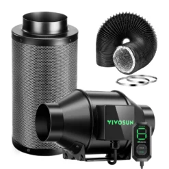 AeroZesh G4 Inline Duct Fan Combo W/ GrowHub E42A Controller For Heating Cooling Booster, Grow Tents