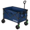 Folding Collapsible Wagon Utility Outdoor Camping Beach Cart With Universal Wide Wheels & Adjustable Handle, Blue