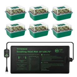 Seedling Combo W/ 10"x20.75" Heat Mat And 6-Pack Seed Starter Trays
