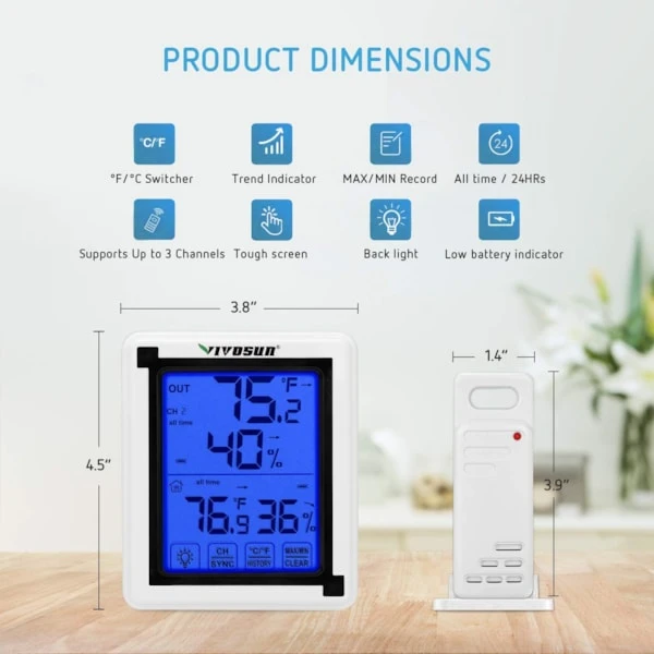 Digital Hygrometer Indoor Outdoor Thermometer 2 Digital Hygrometer Indoor Outdoor Thermometer - Image 2