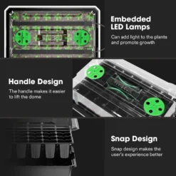 1-Pack 40-Cell Seed Starter Trays With 1 Set Of LED Lights And 10"x20.75" Seedling Heat Mat -Smart Planting Store a7cf64cfb1d6dc87ae0a92ba8fa96bd1