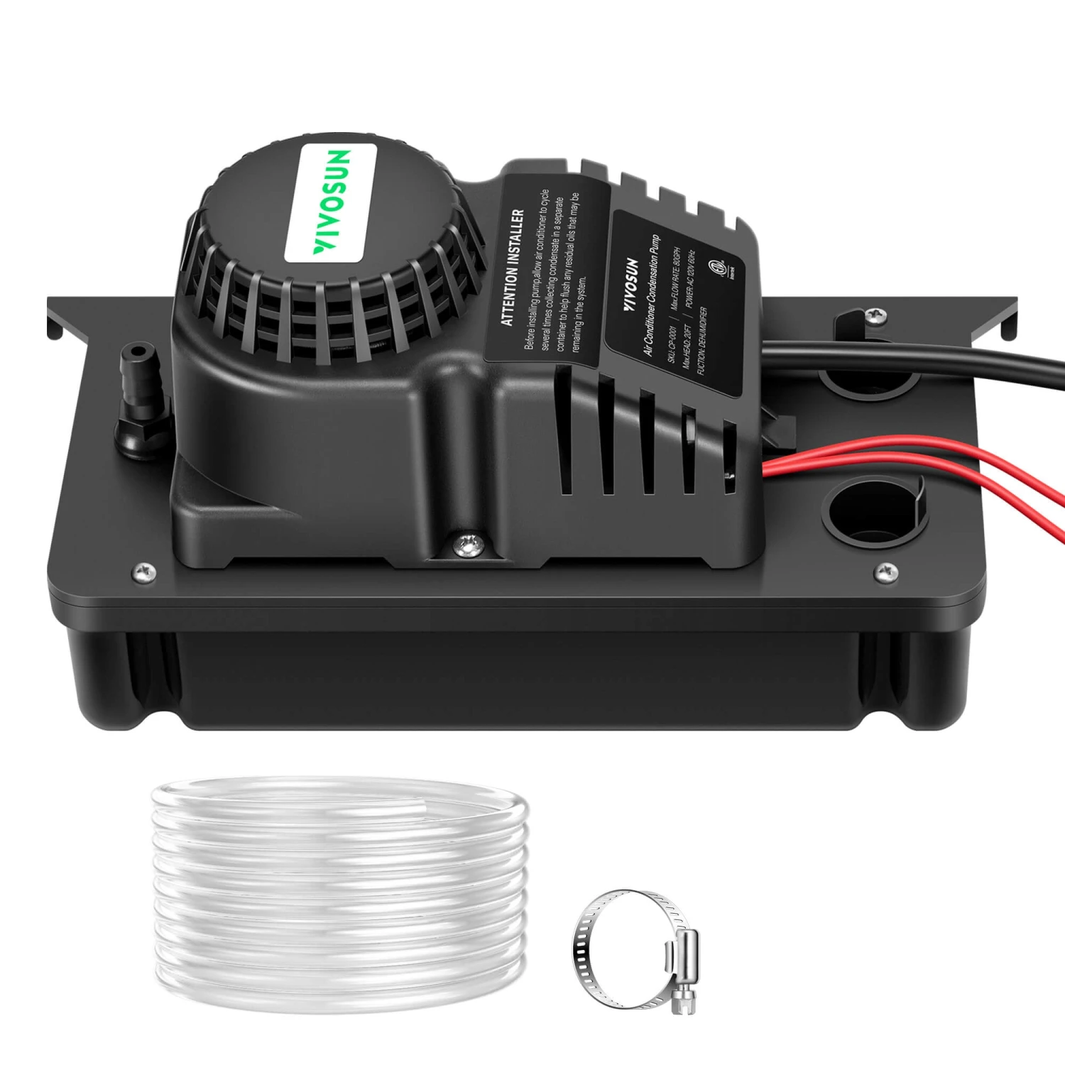 Automatic Condensate Removal Pump, 115Volts/60Hz, 80GPH, 1/30 HP With Safety Switch For Air Conditioners, Dehumidifiers, Ice Machines, Furnaces, Black 1 Automatic Condensate Removal Pump, 115Volts/60Hz, 80GPH, 1/30 HP With Safety Switch For Air Conditioners, Dehumidifiers, Ice Machines, Furnaces, Black