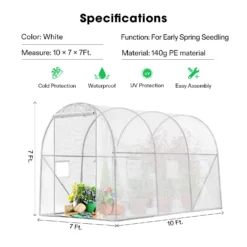 10x7x7 Ft. Large Walk In Greenhouse Tunnel Garden Plant Hot House 13 10x7x7 Ft. Large Walk In Greenhouse Tunnel Garden Plant Hot House -Smart Planting Store b35a81fd1fc155369ac5cc9c2a944c23