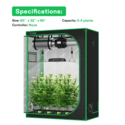 Standard Grow Tent Kit GIY-52 5x2, 3-Plant Complete System, With 200W VS2000 LED Grow Light, And 6-inch Ventilation Combo -Smart Planting Store b558b8d9cc1b6d4949ac84f7ecca1849
