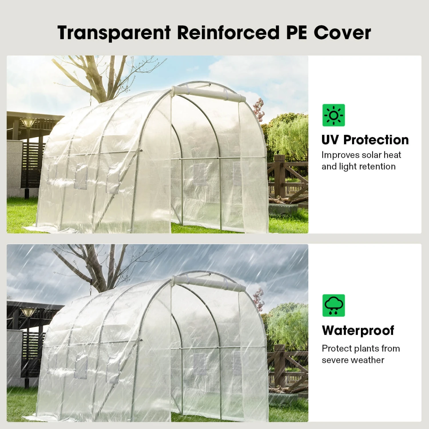 10x7x7 Ft. Large Walk In Greenhouse Tunnel Garden Plant Hot House 6 10x7x7 Ft. Large Walk In Greenhouse Tunnel Garden Plant Hot House - Image 6